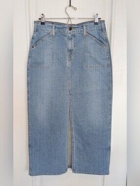 Levis Struss Stretch Signature Light Wash Denim Maxi Skirt With Front Slit